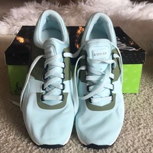 Nike Air Max baby blue and army green tennis shoes
